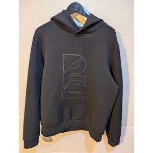 PE Nation Pip Edwards Scuba Rubber Text Black Oversized Athleisure Hoodie Sz S